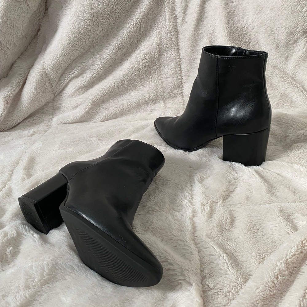 Black Leather Ankle Booties - Picture 2 of 7
